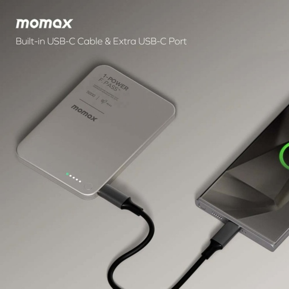 1-Power F.Pass⁺ 5000mAh Magnetic Battery Pack with Built-in Cable Sandstone