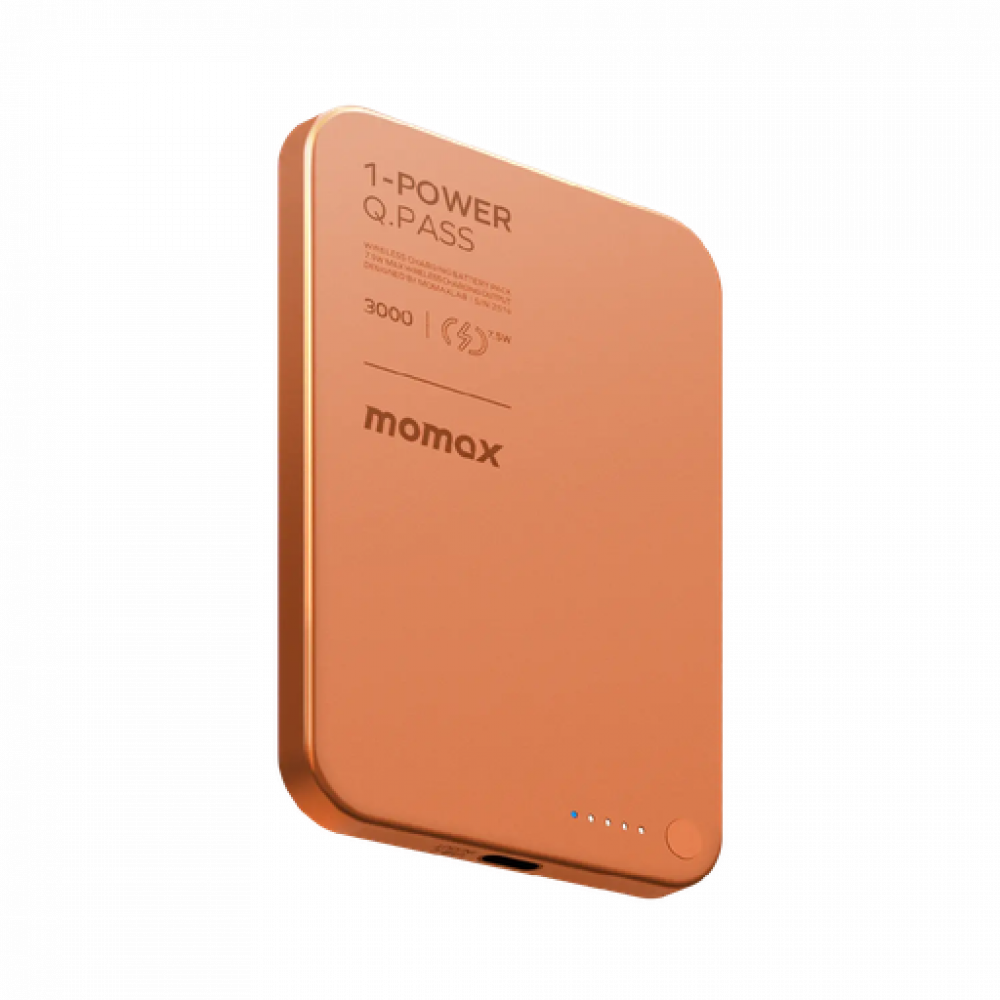 1-POWER Q.PASS 3000mAh Slim Magnetic Wireless Battery Pack (Orange)