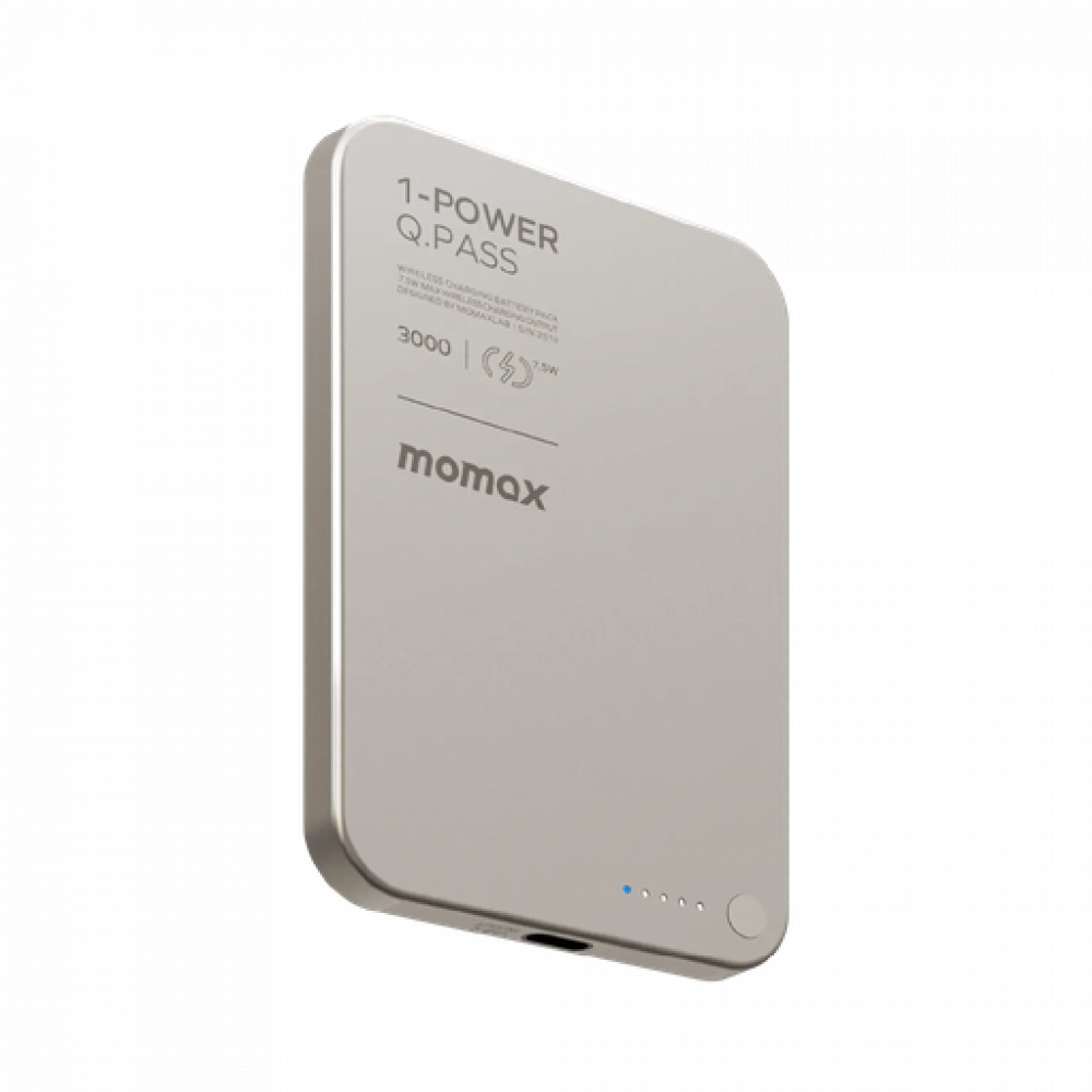 1-POWER Q.PASS 3000mAh Slim Magnetic Wireless Battery Pack (Titanium) 