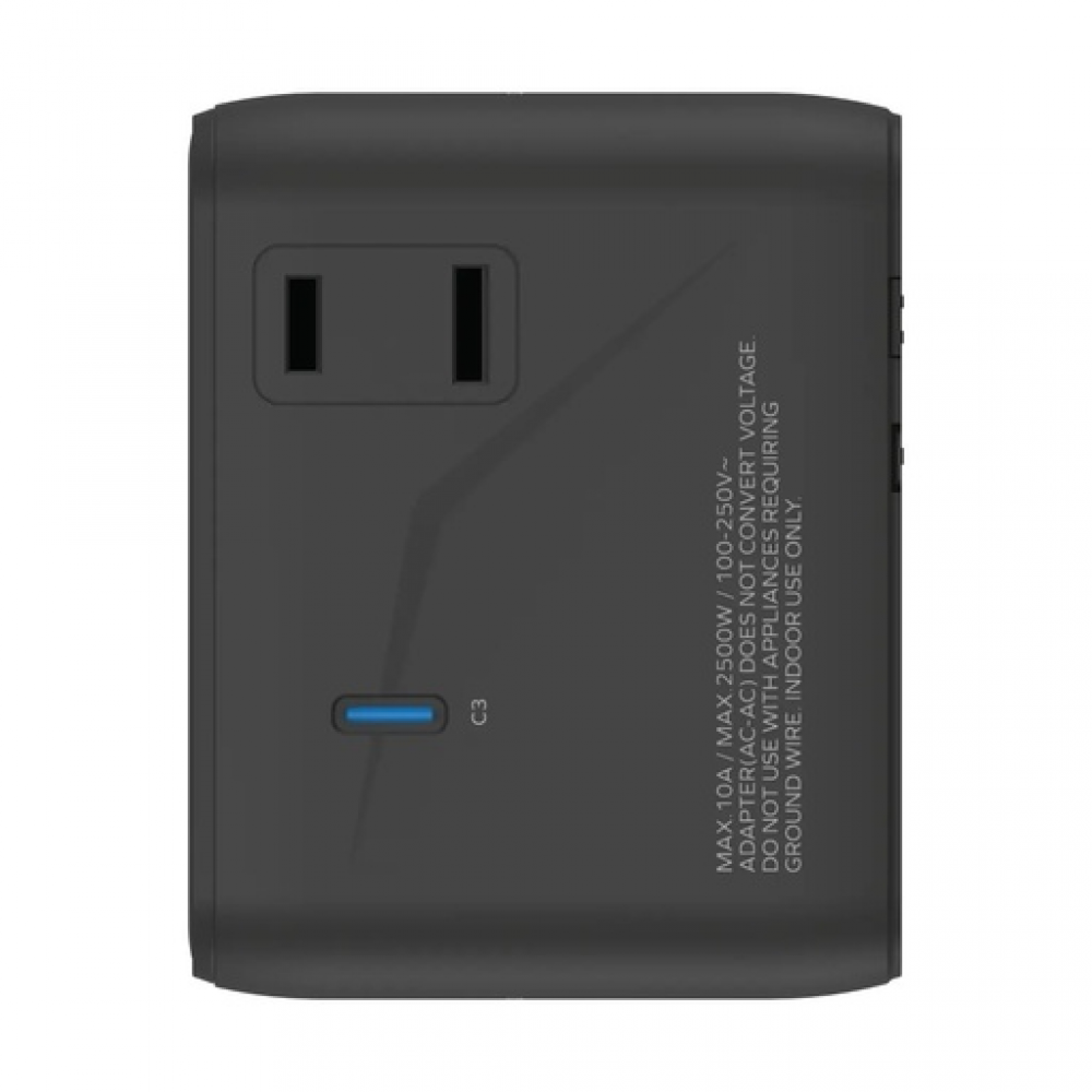 1-World² 5-Port Mini Universal Travel GaN Charger 70W with Dual AC Black