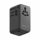 1-World²⁺ 4-Port Mini Universal Travel GaN Charger with Built-In Retractable Cable 100W with Dual AC Black