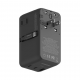 1-World²⁺ 4-Port Mini Universal Travel GaN Charger with Built-In Retractable Cable 100W with Dual AC Titanium