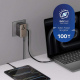 1-World²⁺ 4-Port Mini Universal Travel GaN Charger with Built-In Retractable Cable 100W with Dual AC Titanium