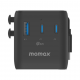 1-World²⁺ 4-Port Mini Universal Travel GaN Charger with Built-In Retractable Cable 100W with Dual AC Titanium