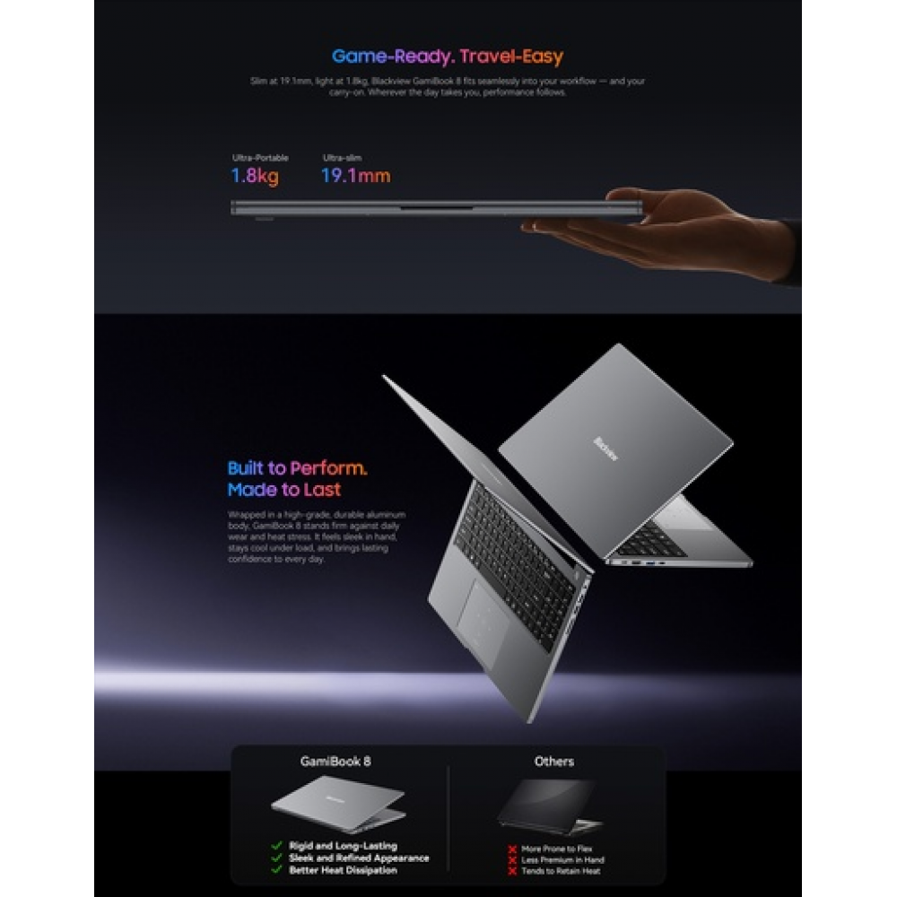 Blackview GamiBook 8 -16"  Laptop (Ryzen 7-7735HS/32GB/1T SSD/Radeon Graphics 680M/Windows 11)