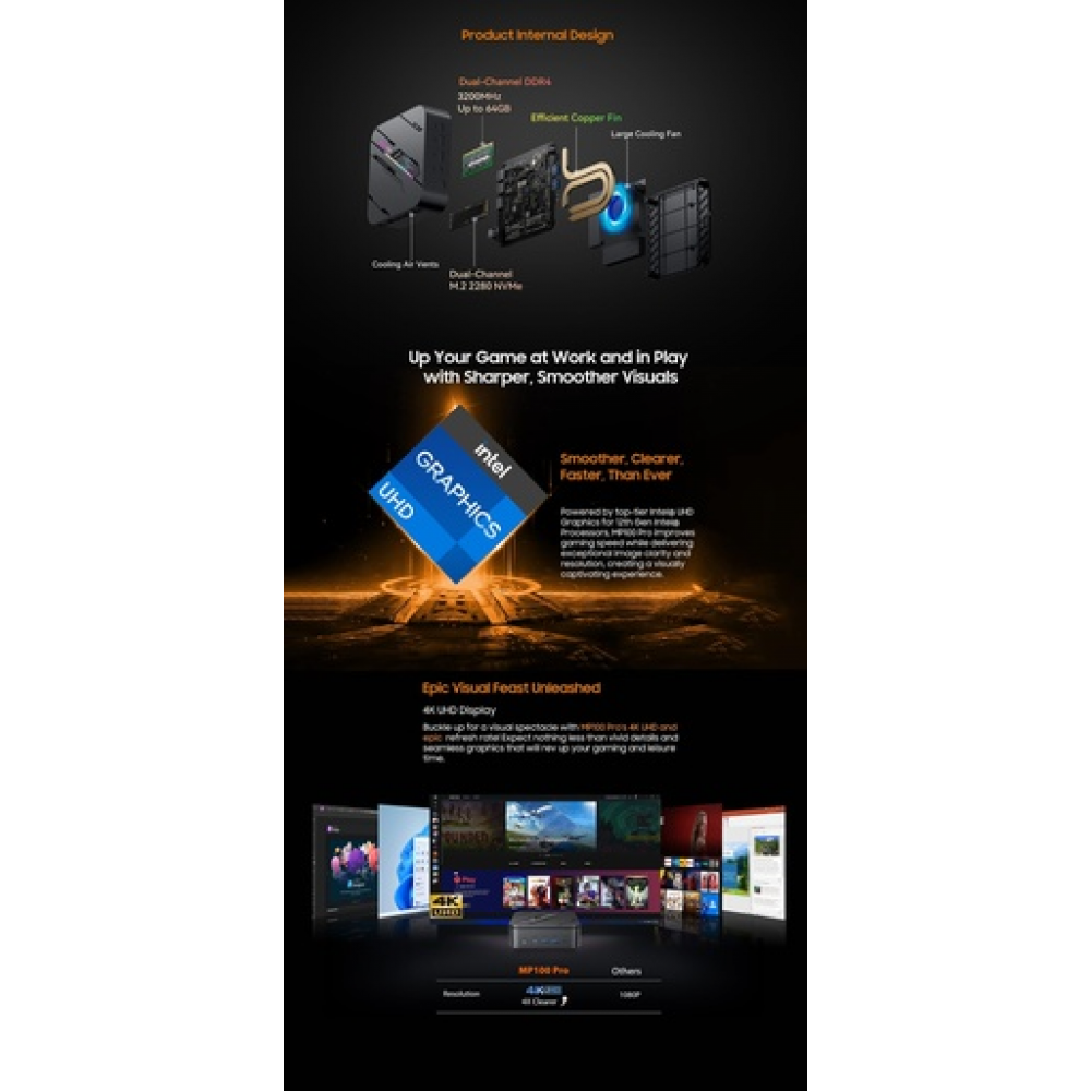 BlackView Μini PC MP100 PRO I3 16GB 512GB SSD Win11 Pro Black