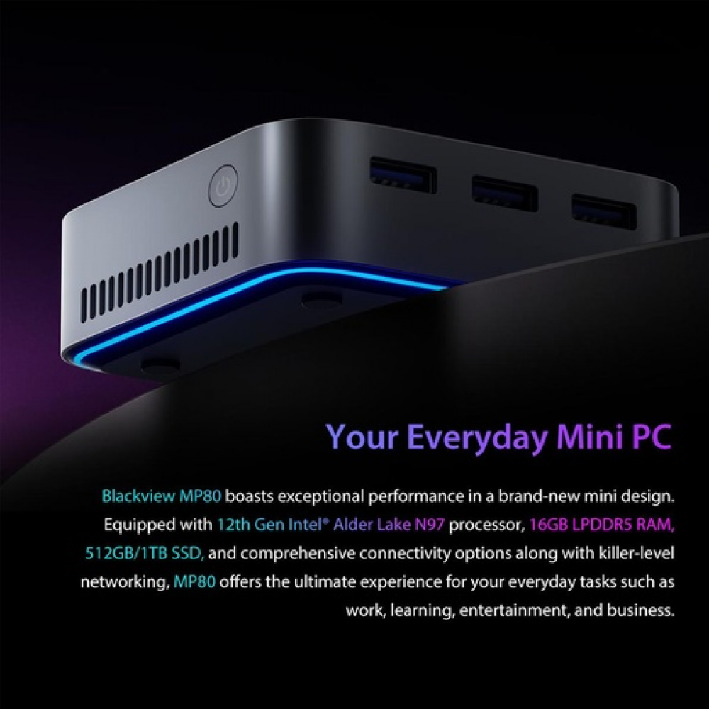 BlackView Μini PC MP20 Intel N150 16GB 512GB SSD Win11 Pro Black