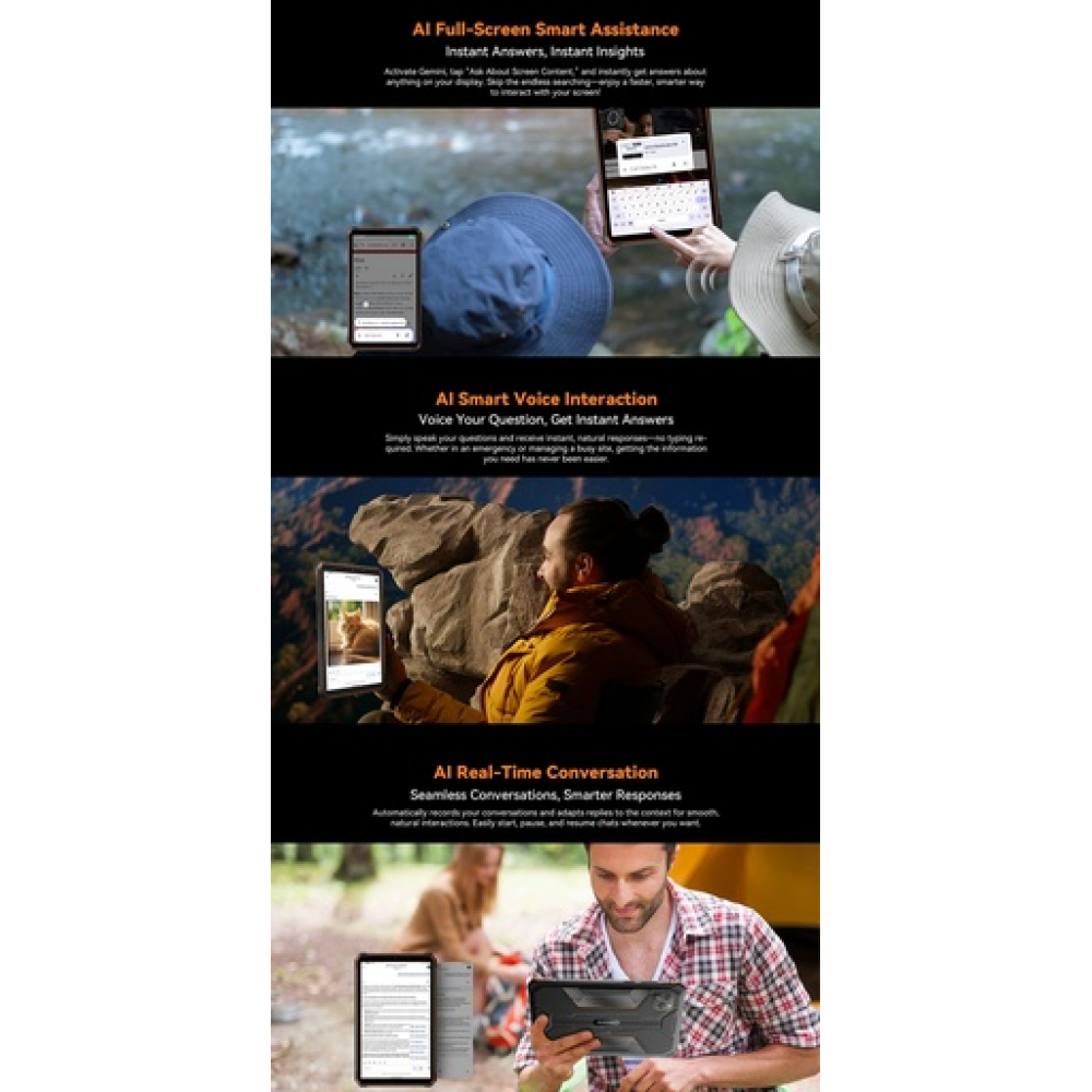 Blackview Active 5 Rugged Tablet 8.68" HSD (8GB RAM, 128GB, 4G LTE, WiFi, NFC, Android 15, 6600mAh, IP68/IP69K) – Μαύρο