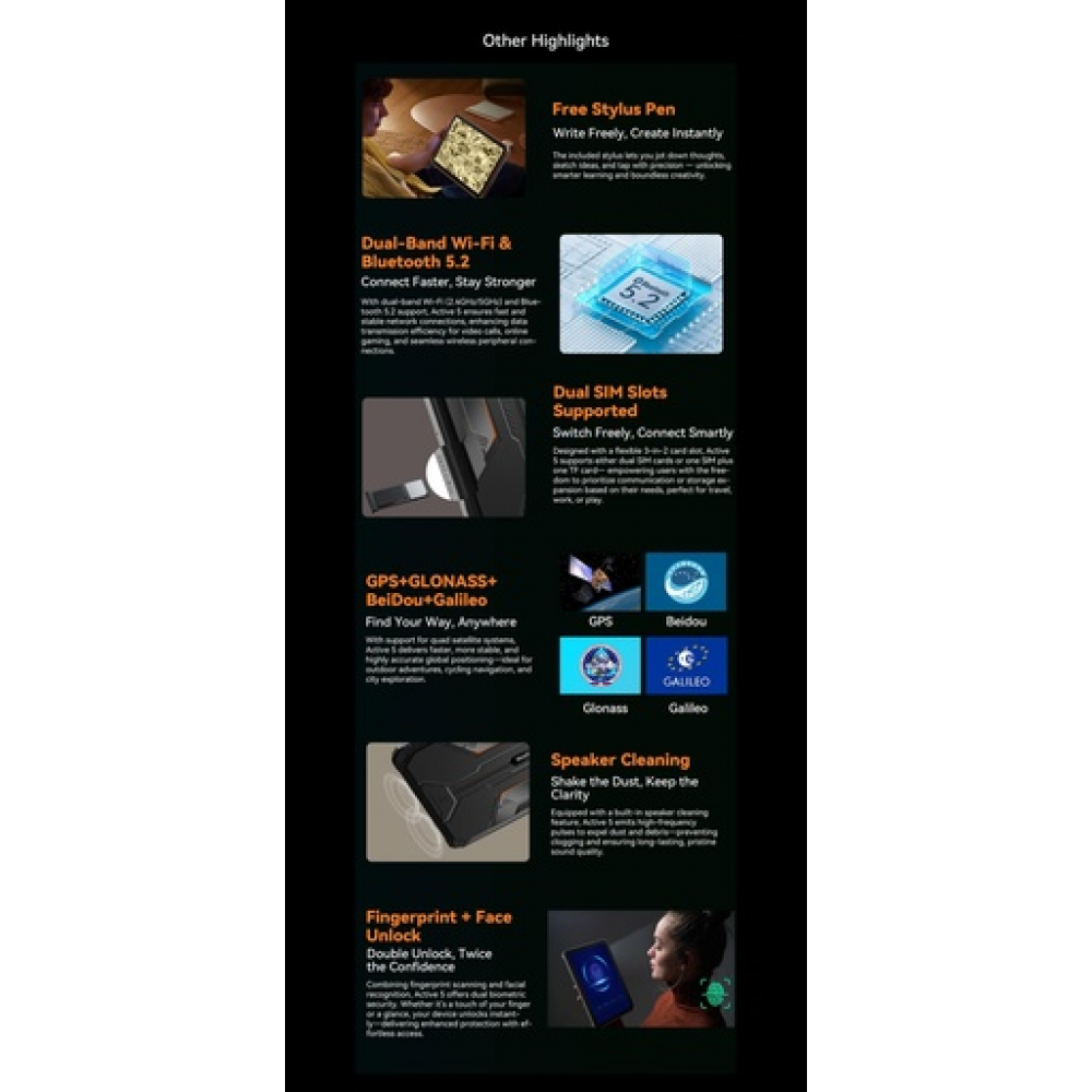 Blackview Active 5 Rugged Tablet 8.68" HSD (8GB RAM, 128GB, 4G LTE, WiFi, NFC, Android 15, 6600mAh, IP68/IP69K) – Μαύρο