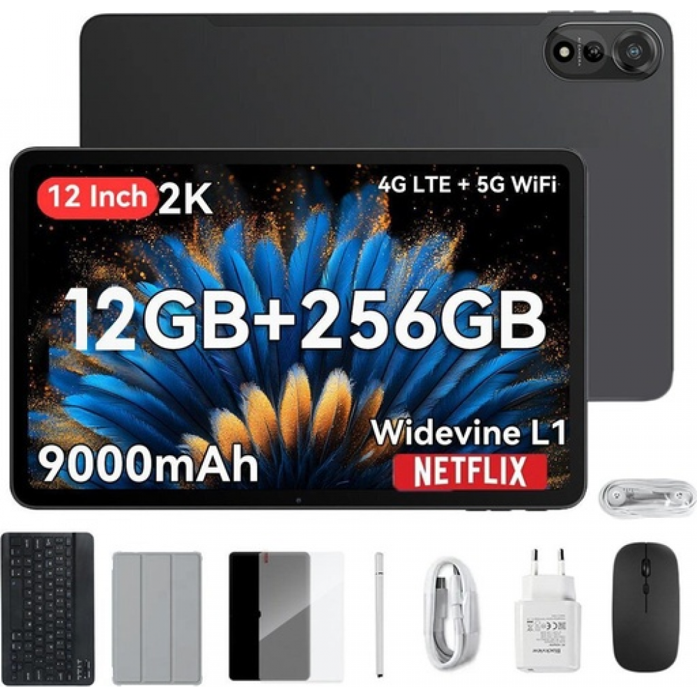 Blackview MEGA 2 – 12" Android 15 Tablet με WiFi | 12GB RAM, 256GB ROM | Space Grey Set