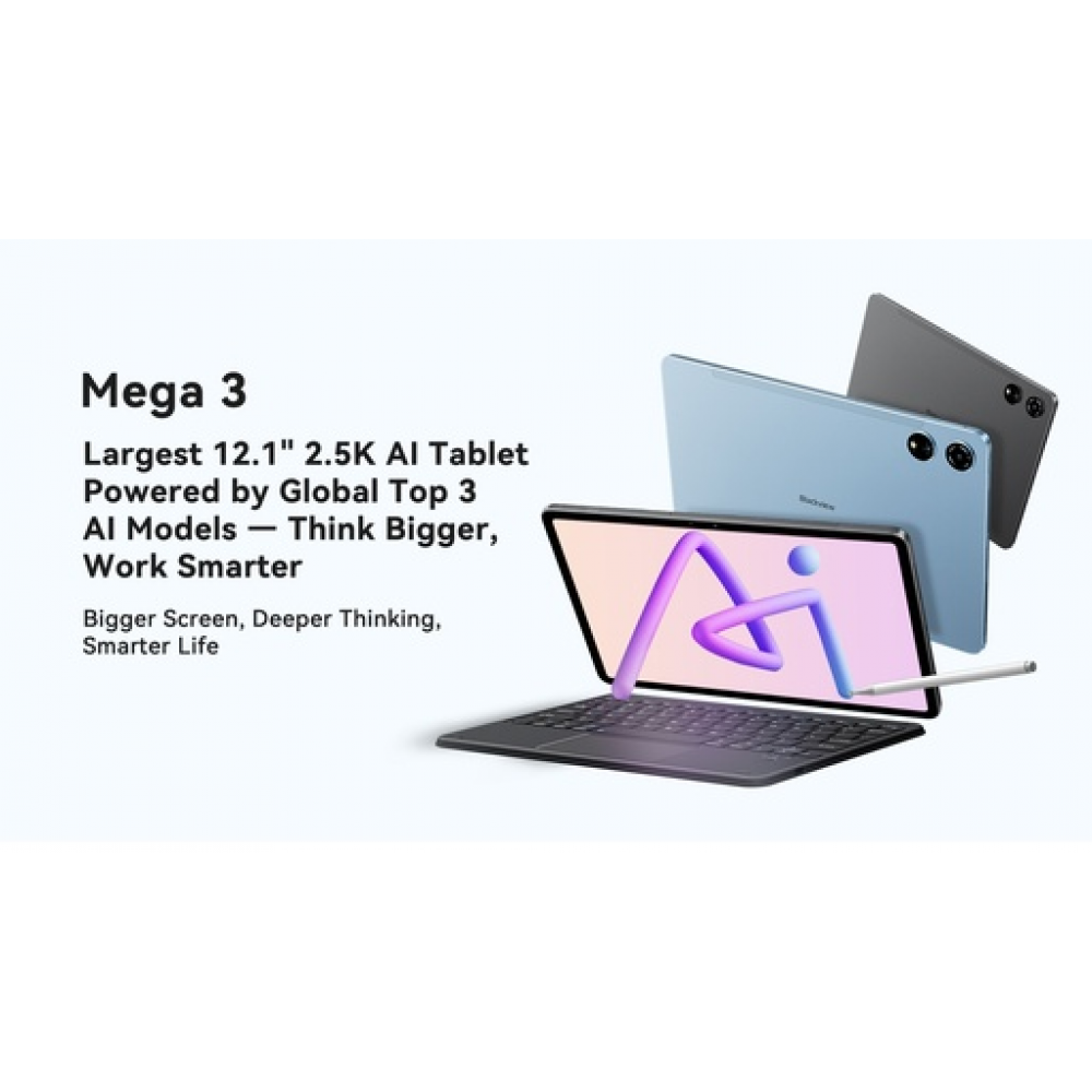 Blackview MEGA 3 – 12,1" Android 15 Tablet με WiFi & 4G LTE | 12GB RAM, 256GB ROM | Space Grey Set