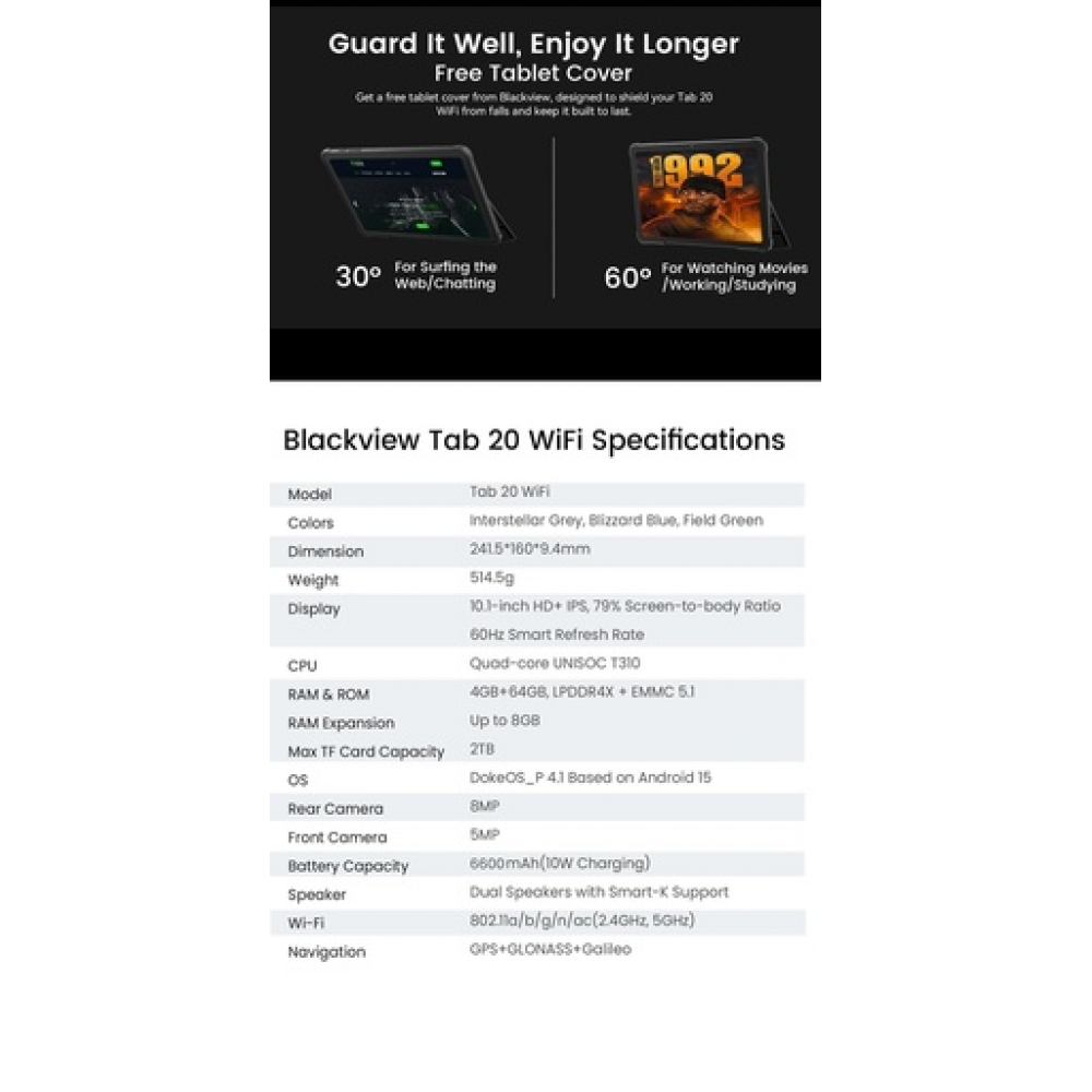 BlackView Tab 20 10.1" με WiFi (4GB/64GB) Green