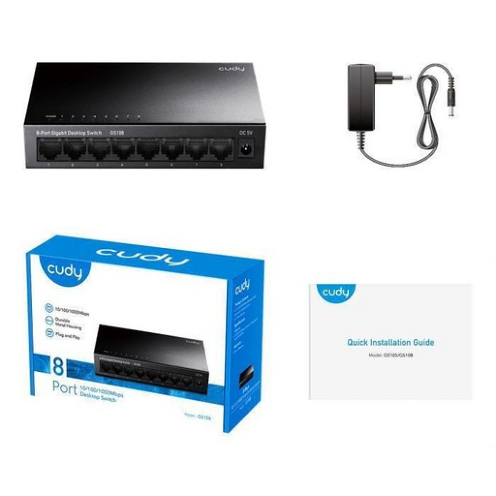 Cudy GS108 v4 – Unmanaged L2 Gigabit Switch με 8 θύρες Ethernet