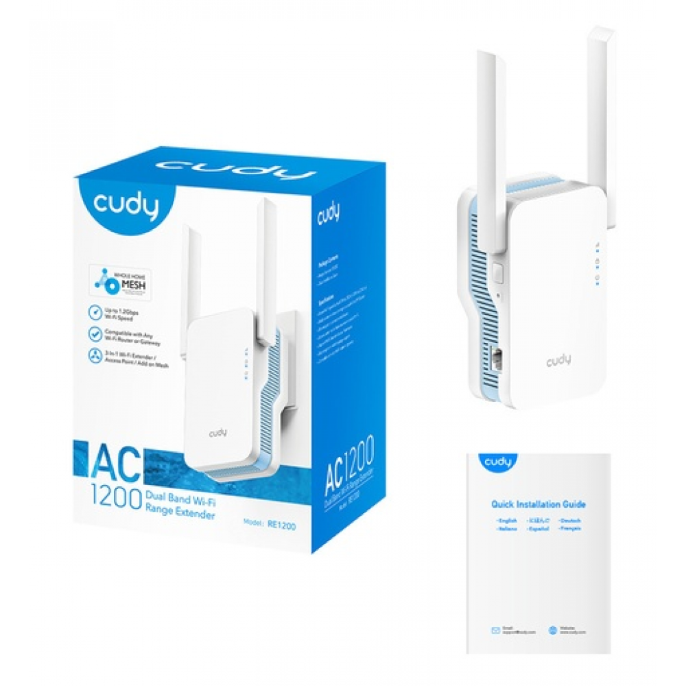 Cudy RE1200 – Dual Band Mesh Wi‑Fi Repeater / Access Point (AC1200)