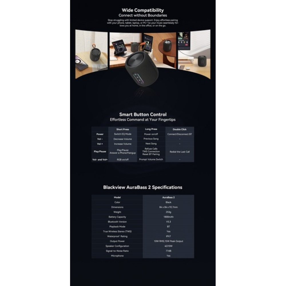 Blackview AuraBass 2 – Bluetooth Speaker