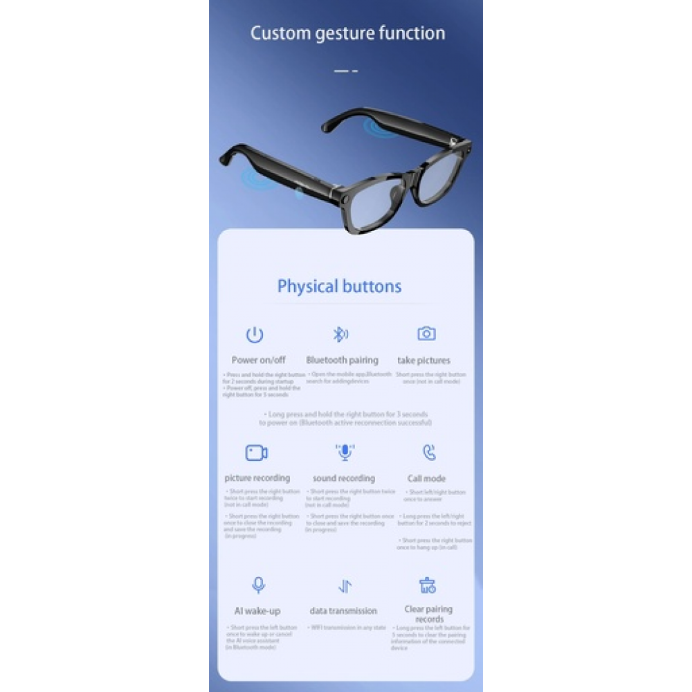 Blackview BV100 AI glasses 2K HD 800W Pixels Smart Glasses Polarized