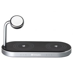 Verbatim Aluminium 3-in-1 Qi MFi Dual Wireless + Apple Watch Charger				 Verbatim Aluminium 3-in-1 Qi MFi Dual Wireless + Apple Watch Charger