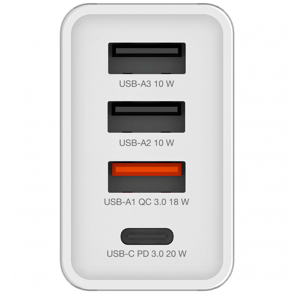 CHR-30EU2 USB Charger 30W with 1 x USB-C® PD 20 W / 1 x USB-A QC 3.0 / 2 x USB-A 10W White (EU)				
