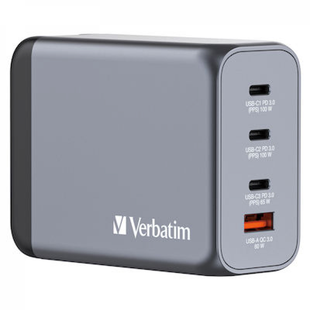 Verbatim GNC-240 GaN Charger 4 Port 240W USB A/C (EU/UK/US)