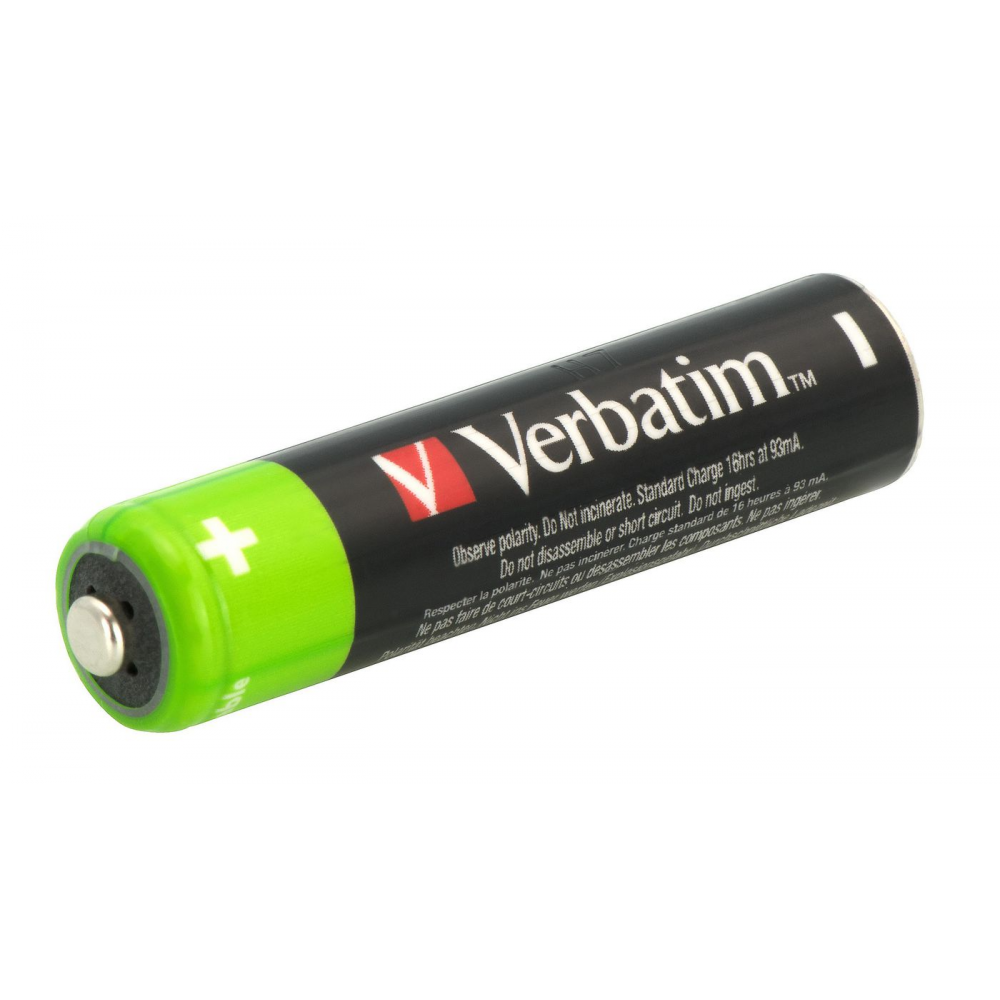 Verbatim AAA Premium Rechargeable Batteries HR03, 950mAh, 1.2V, NiMH