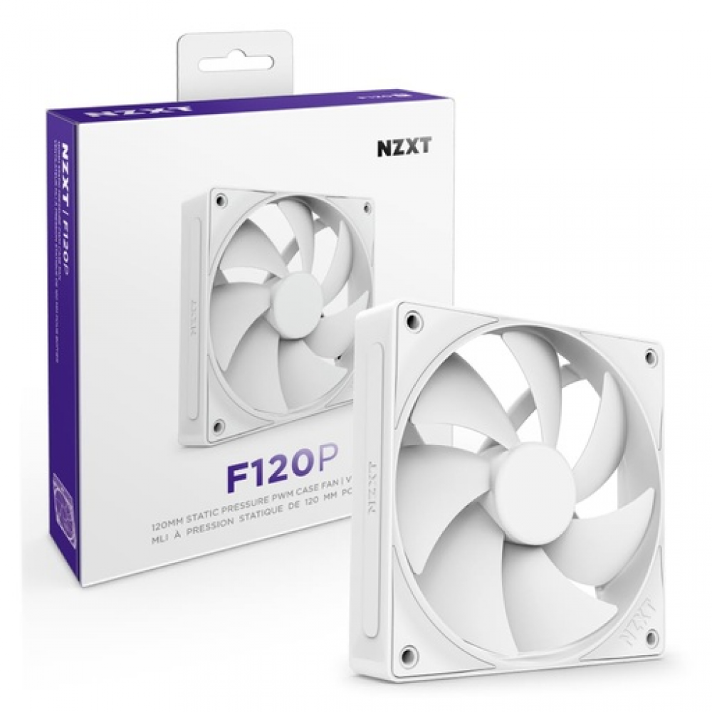 NZXT F120P Case Fan με Λευκό Φωτισμό και Σύνδεση 4-Pin PWM Λευκό
