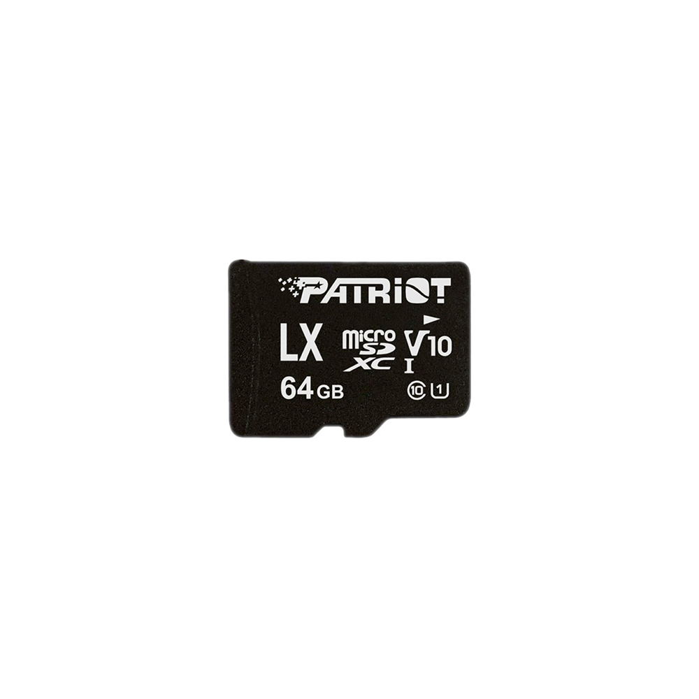 PATRIOT LX MICROSD/XC, 064GB C10 U1 80/10MBs NO-ADAPTER