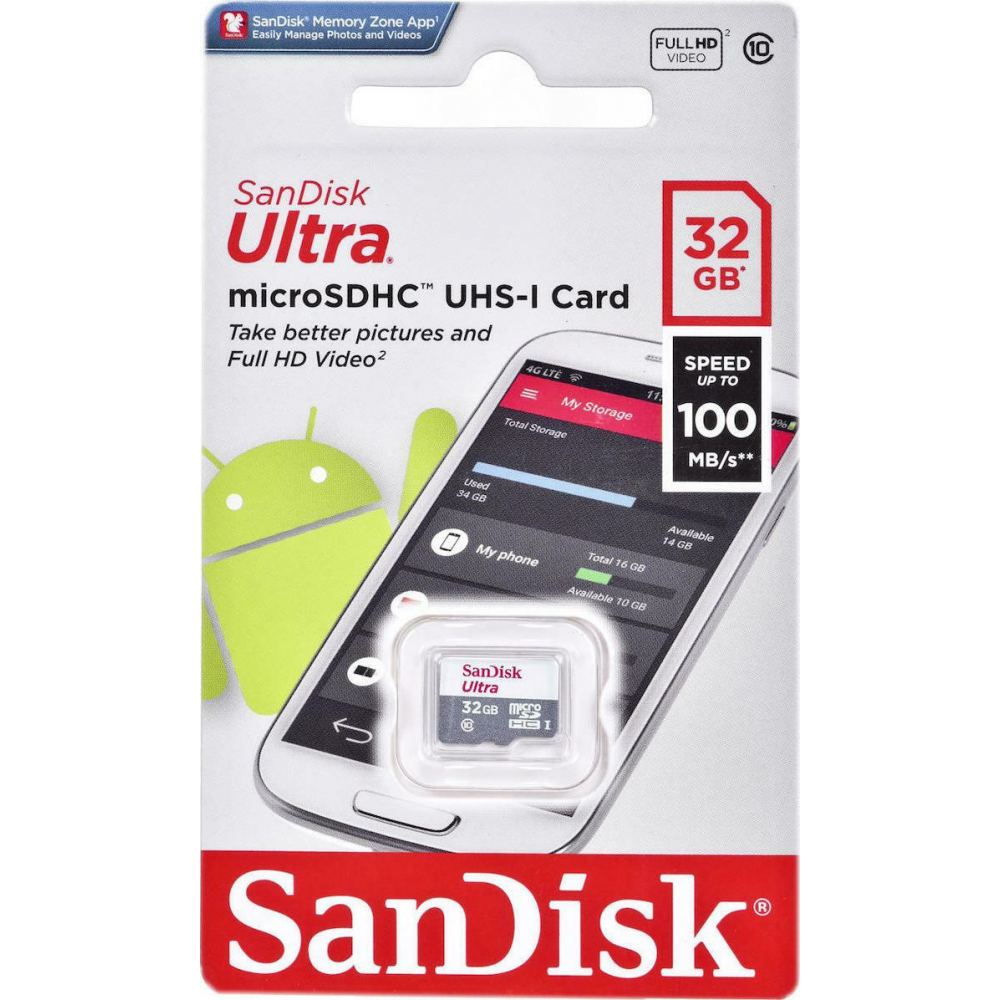Sandisk Ultra microSDHC 32GB Class 10 U1 UHS-I